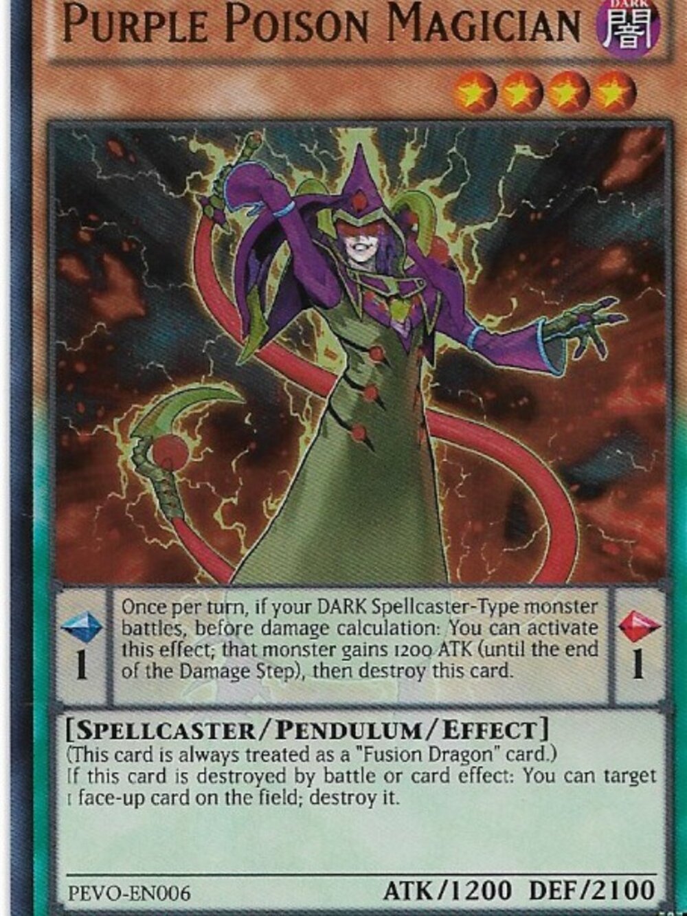 Yu-Gi-Oh Purple Poison Magician PEVO-EN006 Holo NM